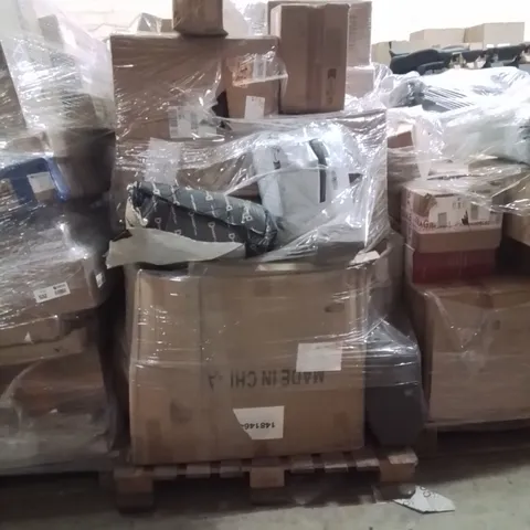 PALLET OF ASSORTED HOUSEHOLD GOODS AND PRODUCTS TO INCLUDE;TRASH CAN,WALL LAMP,BACK REST FOR OFFICE CHAIR 