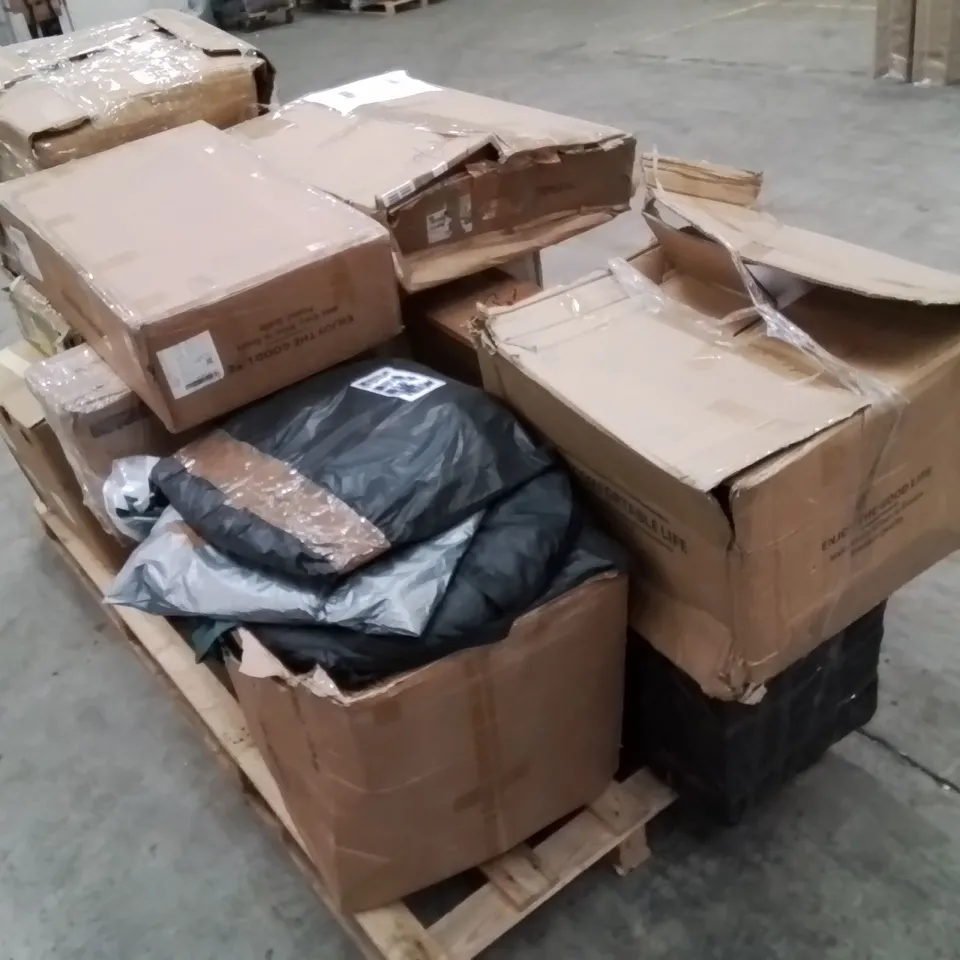 PALLET CONTAINING VARIOUS ASSORTED INCOMPLETE FURNITURE PARTS AND OTHER HOUSEHOLD ITEMS 
