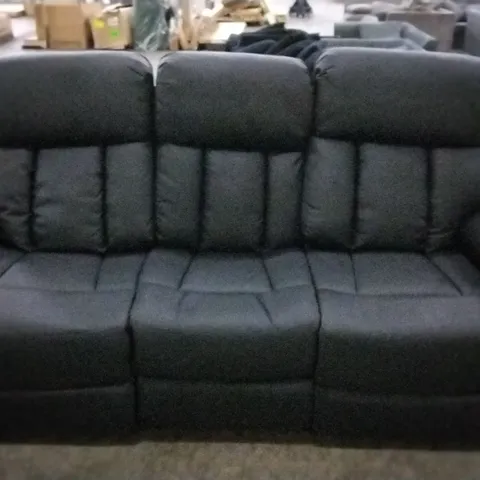 DESIGNER BLACK FAUX LEATHER RECLINING THREE SEATER SOFA