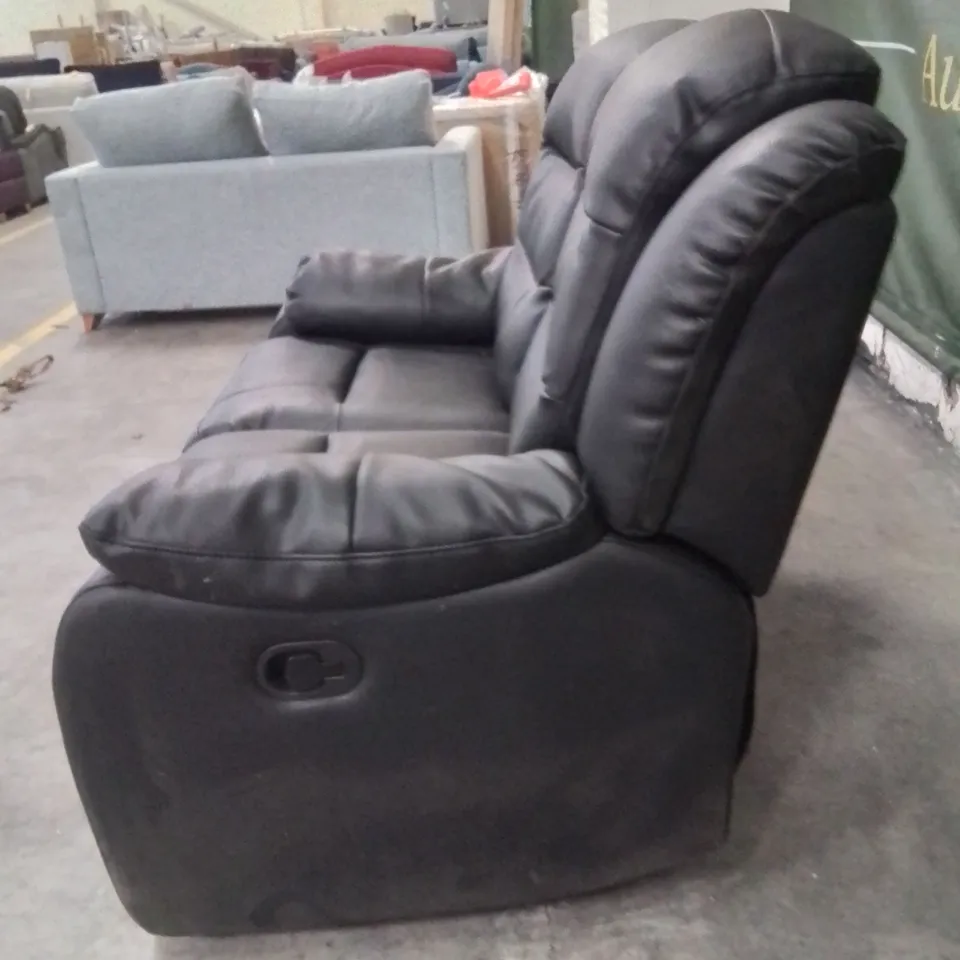 QUALITY DESIGNER FAUX LEATHER BLACK 2 SEATER RECLINER SOFA