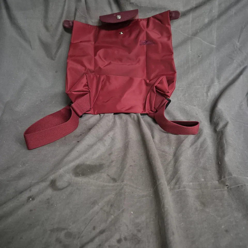 LONGCHAMP BURGUNDY NYLON BACKPACK WITH LEATHER LOGO PATCH