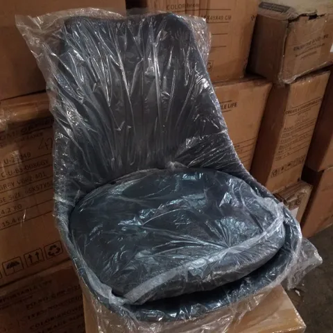 BOXED PAIR OF FAUX LEATHER UPHOLSTERED BLACK DINING CHAIRS