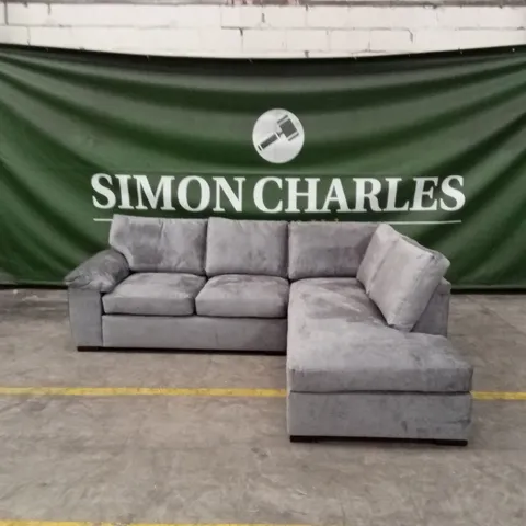 SALERNO FABRIC RIGHT HAND CORNER CHAISE SOFA - GREY