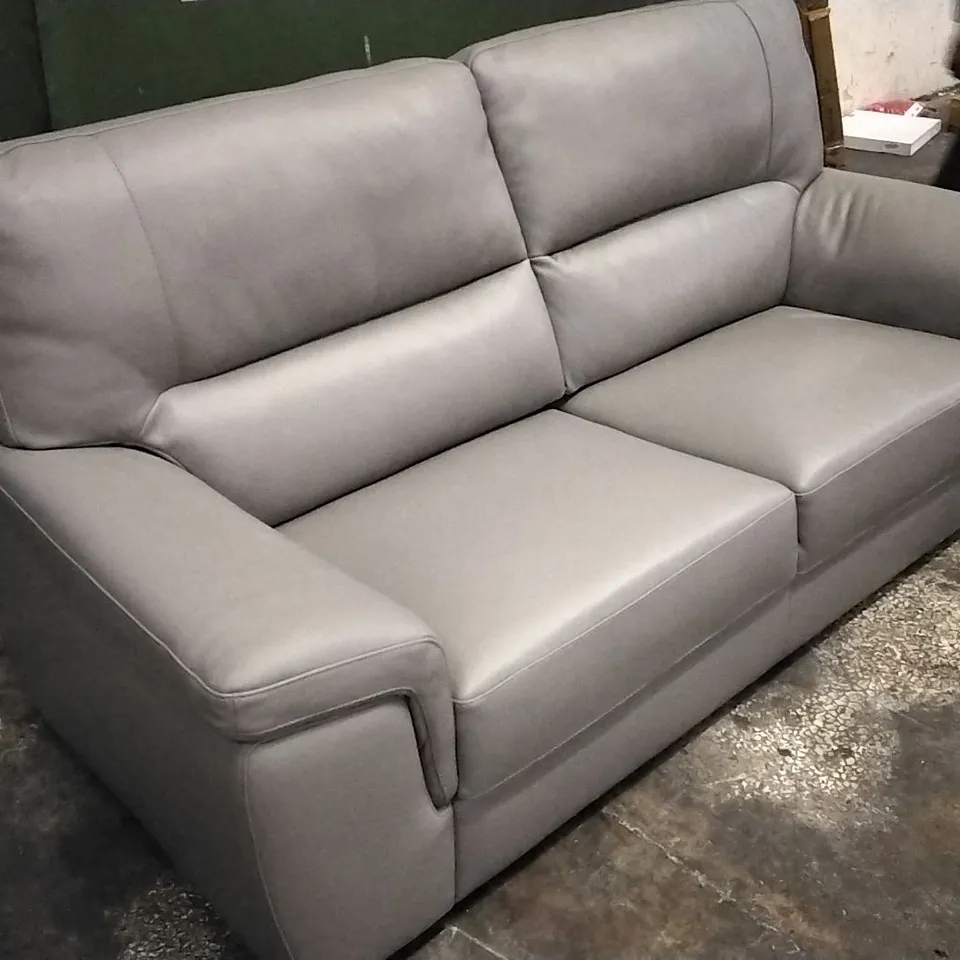 QUALITY ITALIAN DESIGNER VIRGILIO 3 SEATER SOFA IN ELEPHANT GREY LEATHER