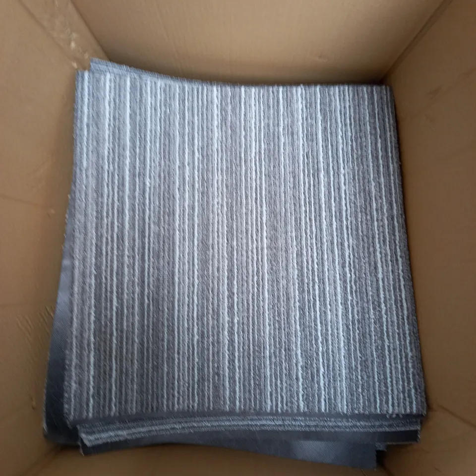 BOX OF APPROX 15 50X50CM CARPET TILES IN GREY STRIPE