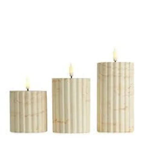 LUXENOA SET OF 3 MARBLE AFFECT FLAMELESS LED CANDLE