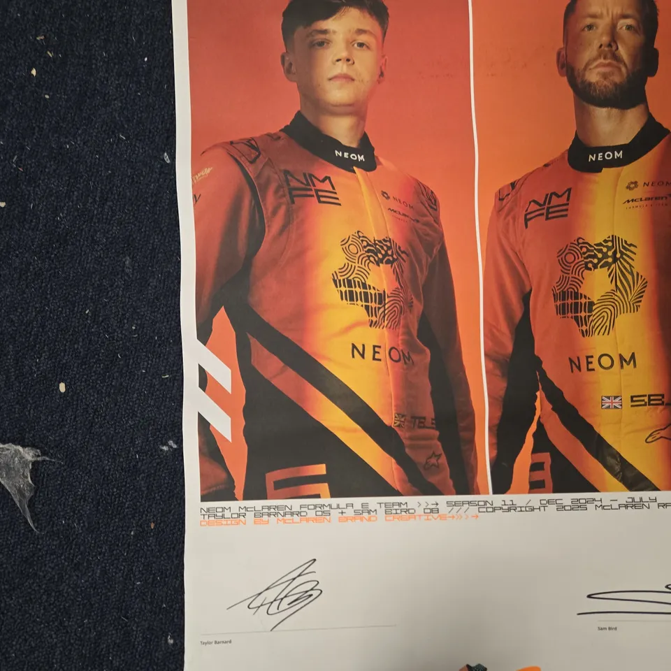 MCLAREN FORMULA E TEAM NEOM POSTER – TWO-PANEL PORTRAITS (UNFRAMED)