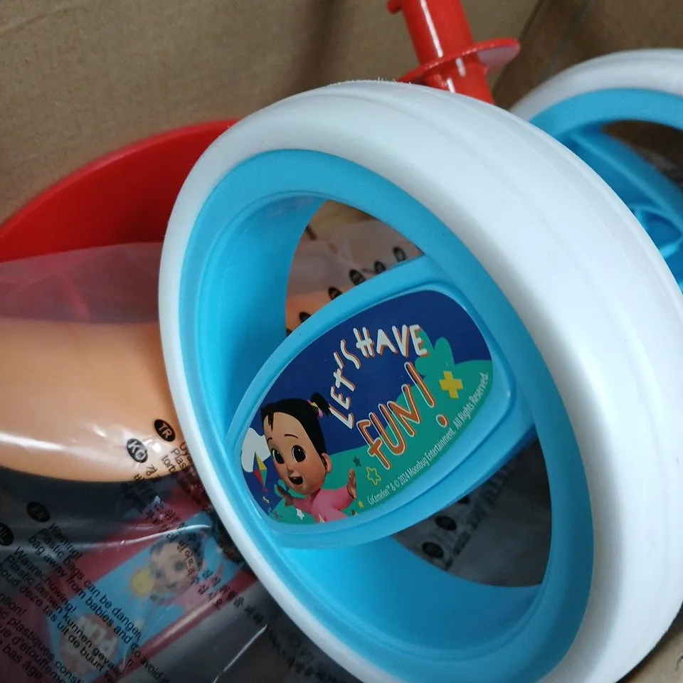 KIDS' RIDE-ON TOY WITH OVERSIZED BLUE WHEELS – 'LET'S HAVE FUN!' 4 WHEELER NOT TESTED .