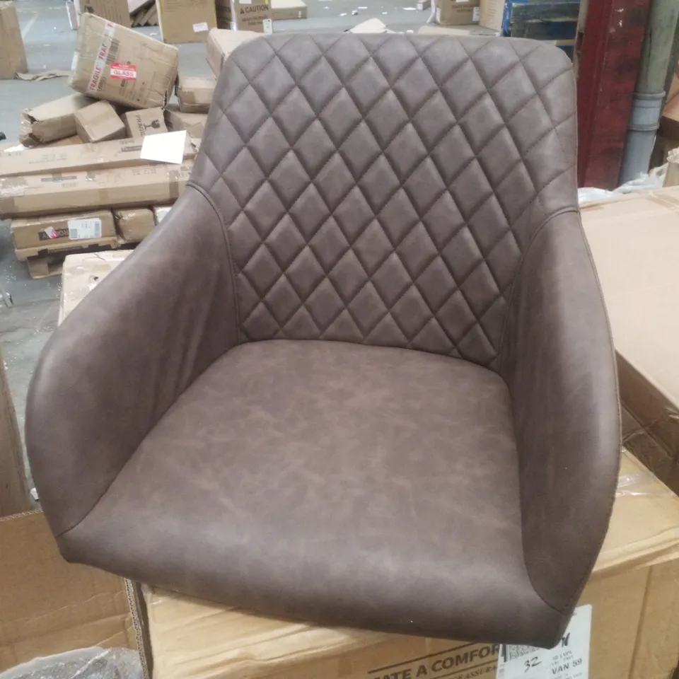 BOXED MOREE SET OF TWO BROWN PU LEATHER DINING CHAIRS