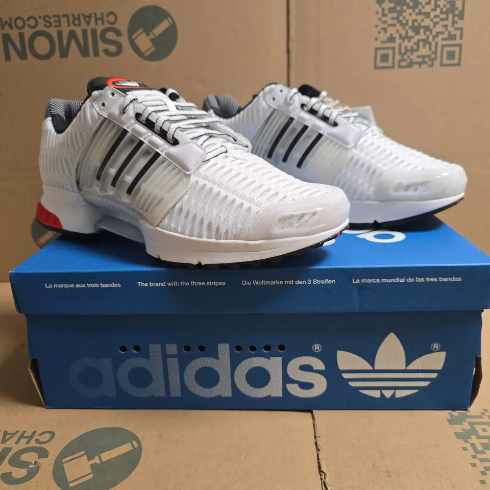 BOXED PAIR OF ADIDAS CLIMACOOL 1 TRAINERS IN WHITE/BLACK/RED SIZE UK 9
