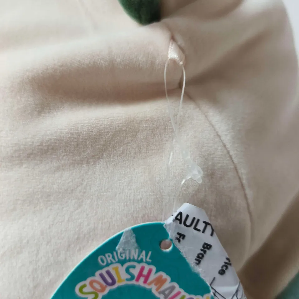 SQUISHMALLOWS PLUSH CAT - BEIGE WITH GREEN ACCENTS