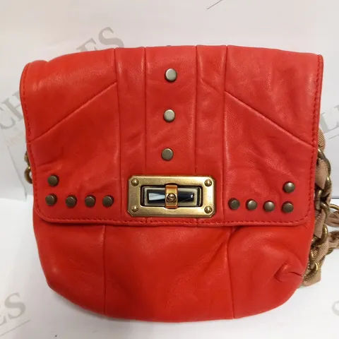 LANVIN PARIS VERMILLION MINIPOP LAMBSKIN PATCHWORK BAG
