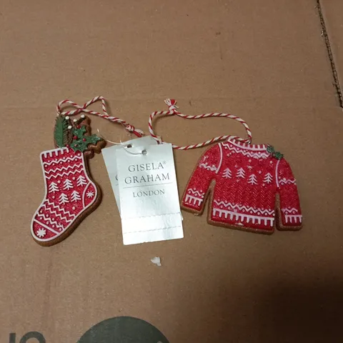LOT OF 24 ASNEW GISELLA GRAHAM HANGING TREE DECORATIONS - JUMPERS AND STOCKINGS