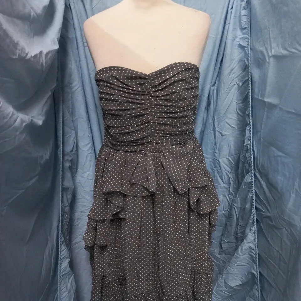 WOMEN’S POLKA DOT STRAPLESS DRESS – GREY, UK M