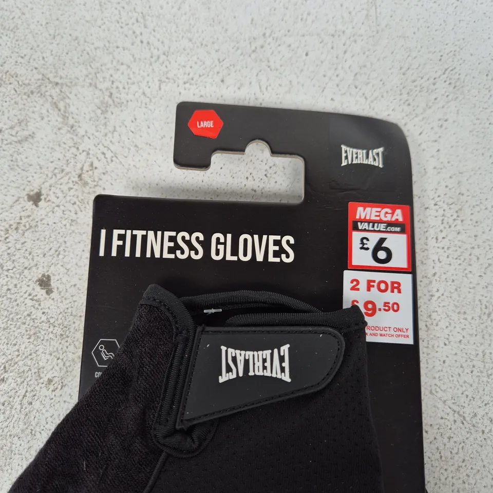 EVERLAST I FITNESS GLOVES – LARGE, BLACK