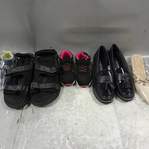 BOX OF APPROXIMATELY 15 PAIRS OF ASSORTED SHOES IN VARIOUS STYLES, COLOURS AND SIZES