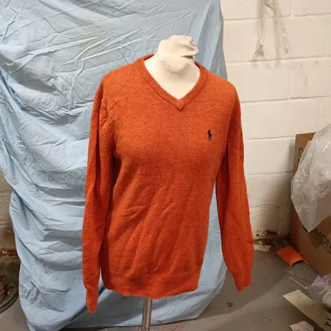 POLO RALPH LAUREN MEN'S KNIT V-NECK SWEATER – CORAL, SIZE M
