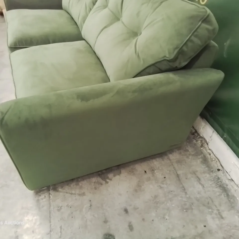 QUALITY BRITISH DESIGNER LOUNGE Co. THREE SEATER SOFA PLUSH GREEN FABRIC 