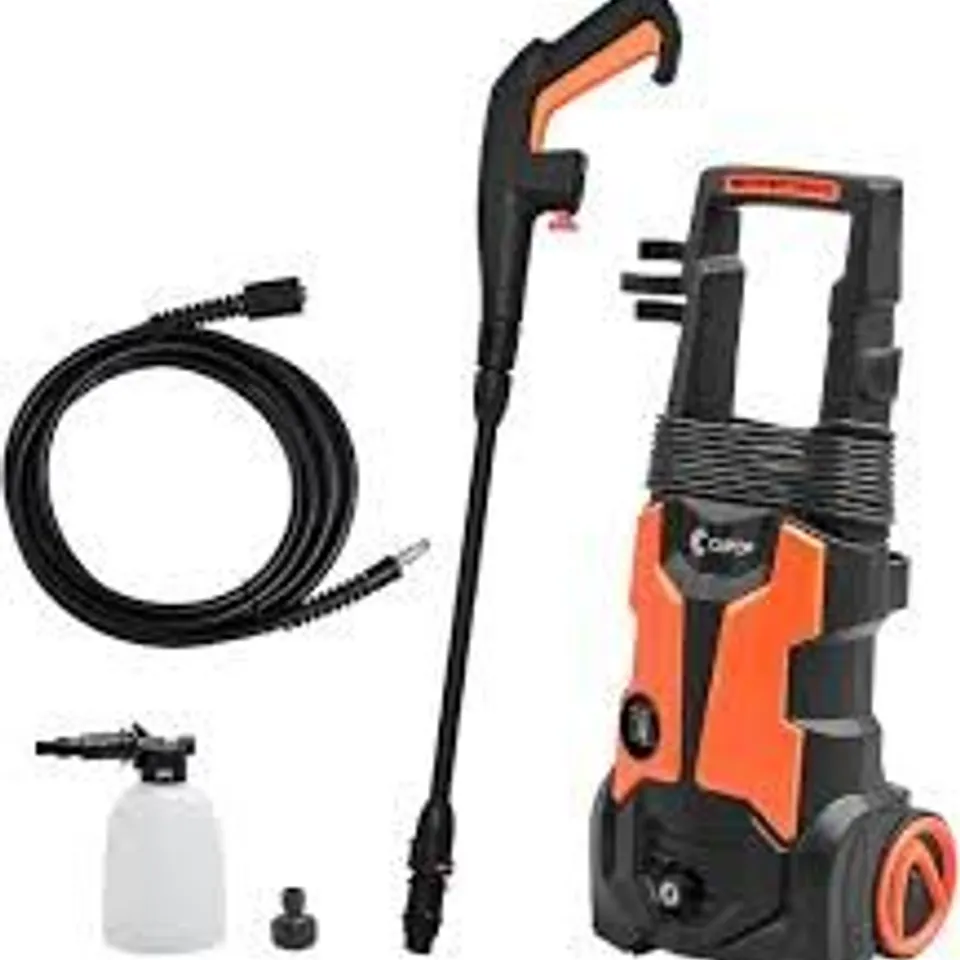 BOXED CLIPOP POWERFUL ELECTRIC PRESSURE WASHER, 450L/H 1900W HOME CAR DRIVEWAY & PATIO HIGH POWER PORTABLE JET WASH CLEANER WITH ADJUSTABLE SPRAY NOZZLE (1 BOX)