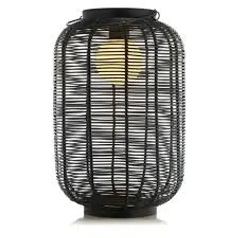 MY GARDEN STORIES 43CM BLACK RATTAN SOLAR LIGHT WITH HANDLE