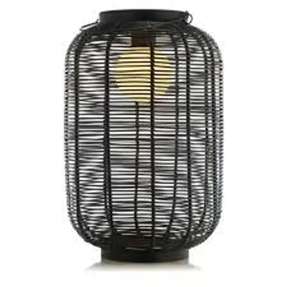 MY GARDEN STORIES 43CM BLACK RATTAN SOLAR LIGHT WITH HANDLE