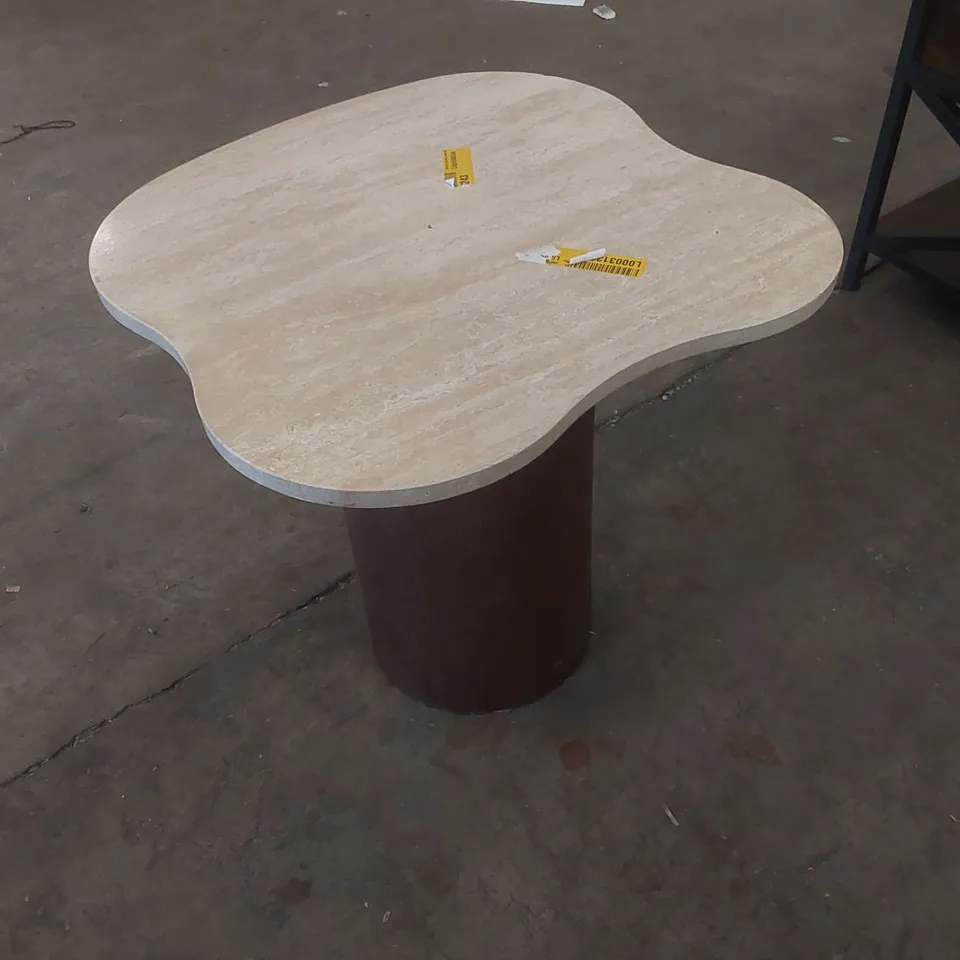 TILDE TRAVERTINE TOP COFFEE TABLES WITH WALNUT EFFECT LEG