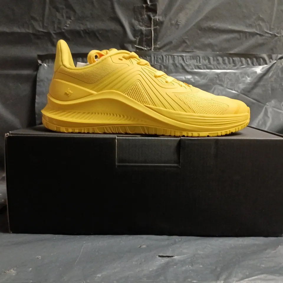 BOXED PAIR OF REPRESENT 247 ARC-2 TRAINERS IN YELLOW SIZE UK 8