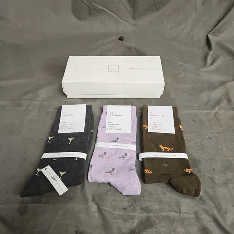 LONDON SOCK EXCHANGE X3 ASSORTD PAIRS OF SOCKS SIZE 7-12