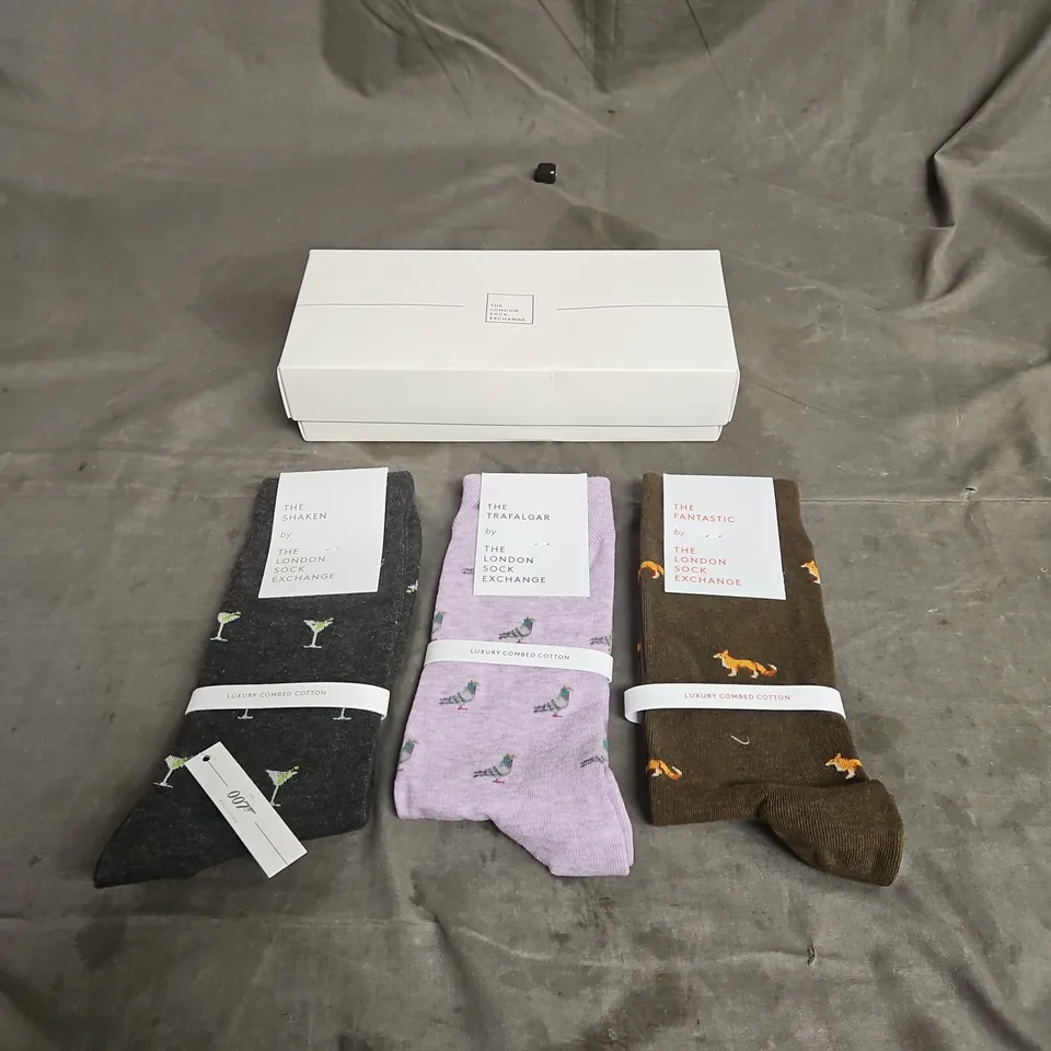 LONDON SOCK EXCHANGE X3 ASSORTD PAIRS OF SOCKS SIZE 7-12