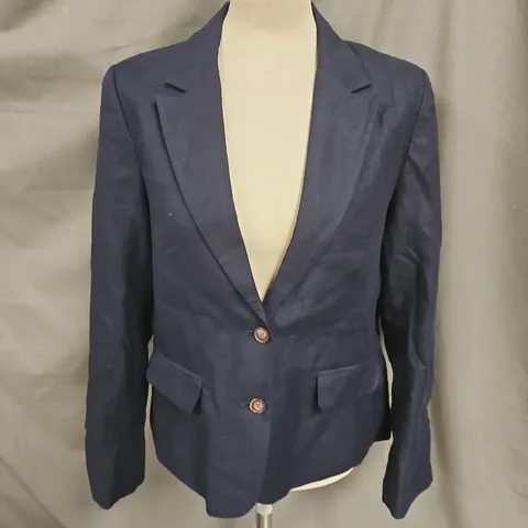 CREW CLOTHING COMPANY LINEN BLAZER IN NAVY SIZE 14