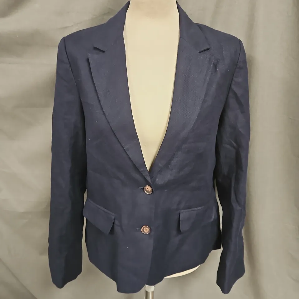 CREW CLOTHING COMPANY LINEN BLAZER IN NAVY SIZE 14