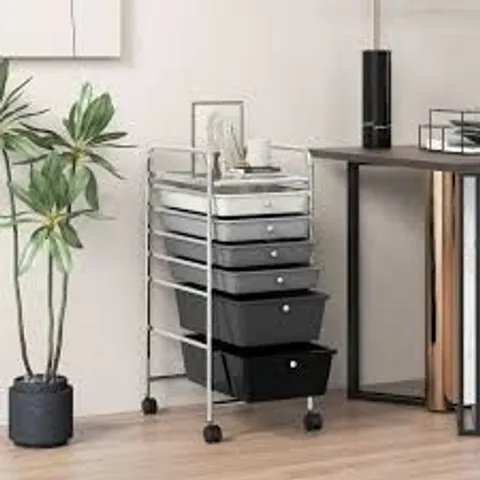 BOXED 6 DRAWERS STORAGE TROLLEY WITH 4 WHEELS FOR MAKEUP BEAUTY SALON