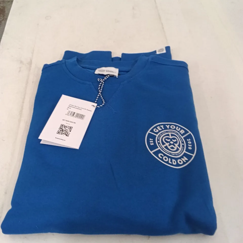 BOX TO CONTAIN BRASS MONKEY - SWEATS BLUE SIZE M APPROXIMATELY 14