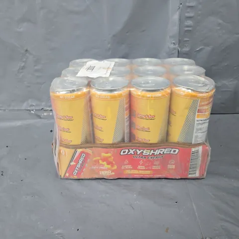 PACK OF 12 OXYSHRED CANS - PEACH CANDY RINGS - COLLECTION ONLY