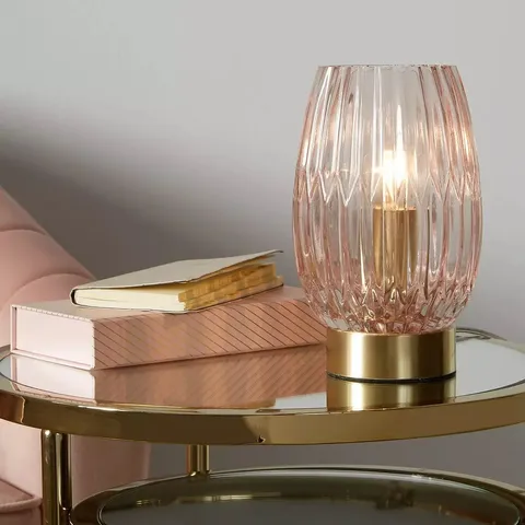 MICHELLE KEEGAN DAPHNE RIBBED PINK LAMP - COLLECTION ONLY