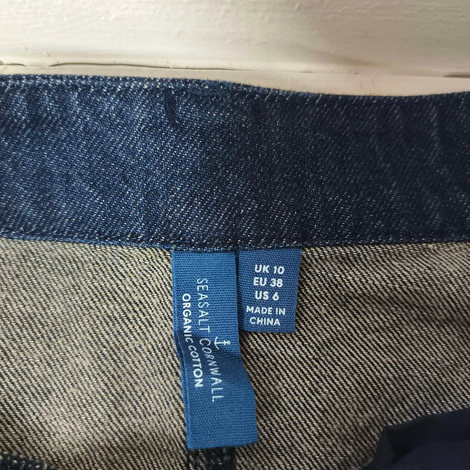 SEASALT CORNWALL DENIM SKIRT– UK 10 (EU 38, US 6) – ORGANIC COTTON