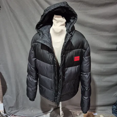 HUGO BLACK PUFFER JACKET WITH HOOD