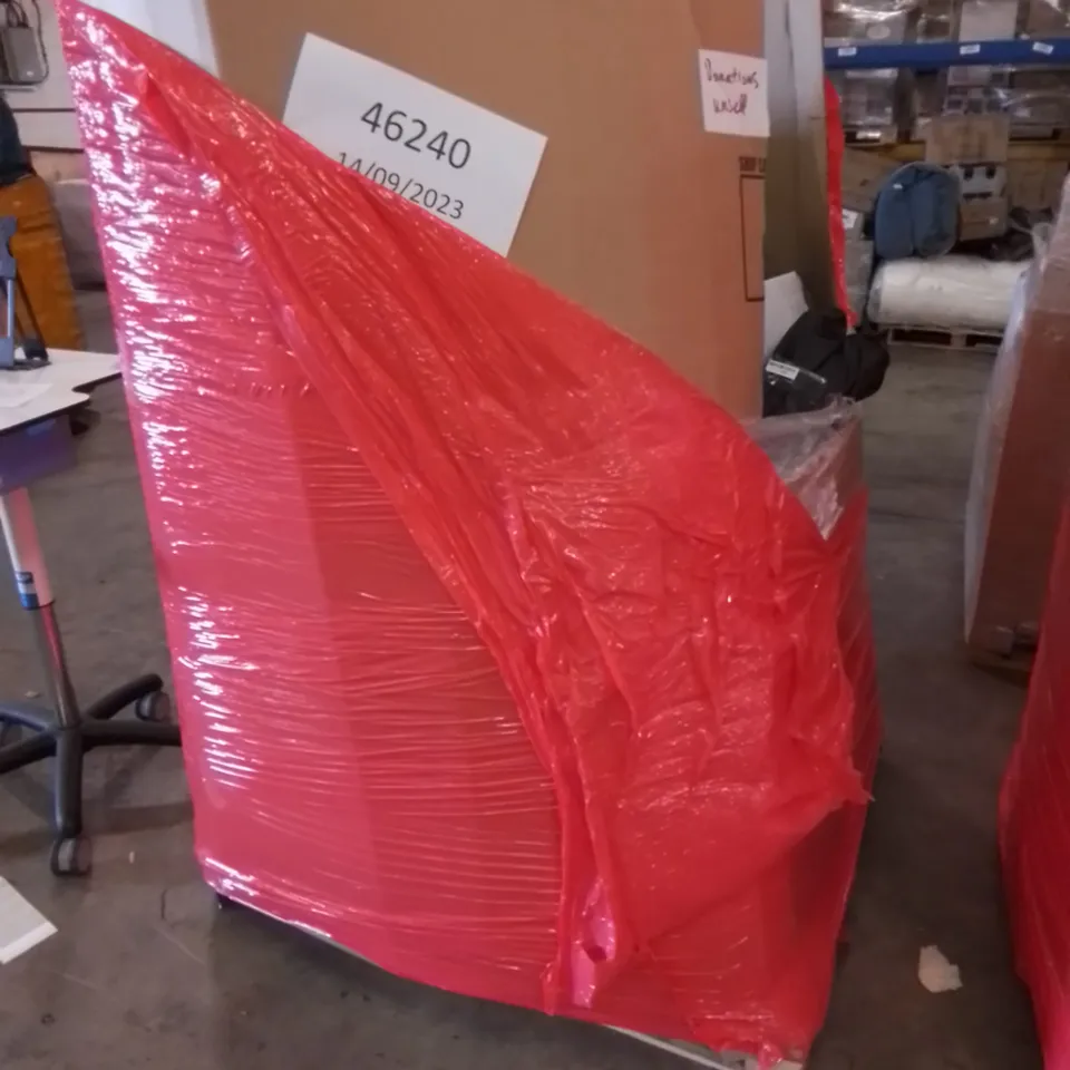 PALLET CONTAINING ASSORTED HOUSEHOLD PRODUCTS. INCLUDES TENT, WALKER AID, BADMINTON SET, CHAIR ETC 