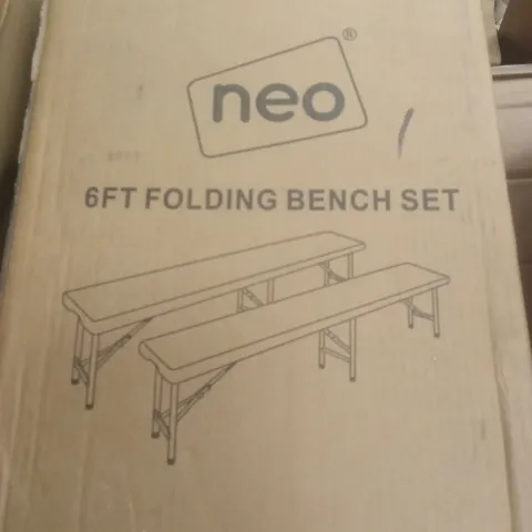 BOXED 6FT FOLDING BENCH SET WHITE
