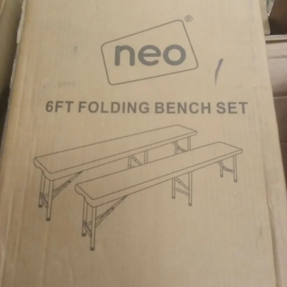 BOXED 6FT FOLDING BENCH SET WHITE