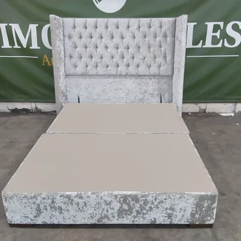 KING SIZED DESIGNER DIVAN BED WITH HEADBOARD - MISSING HEADBOARD FIXTURES (3 ITEMS)