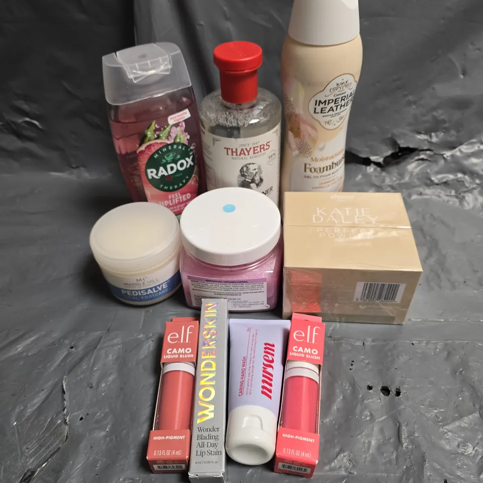 APPROXIMATEY 20 HEALTH AND BEAUTY PRODUCTS TO INCLUDE - THAYERS WITCH HAZEL - RADOX BODY WASH - ELF CAMO LIQUID BLUSH - ETC