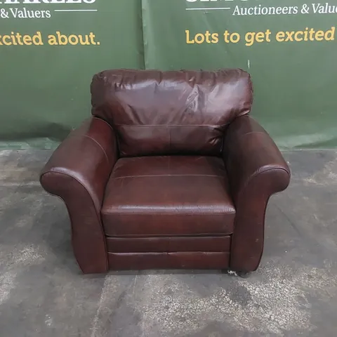 DESIGNER LEATHER UPHOLSTERED ARMCHAIR 