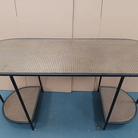 METAL TABLE WITH BRASS TOP AND SHELVES - COLLECTION ONLY