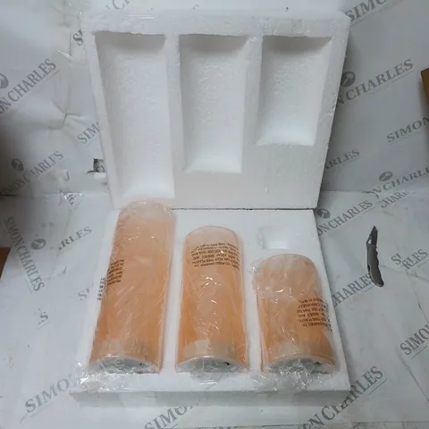 BOXED HOME REFLECTIONS SET OF 3 PRE-LIT CYLINDERS