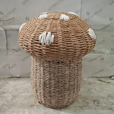 WICKER MUSHROOM THEMED STORAGE HAMPER