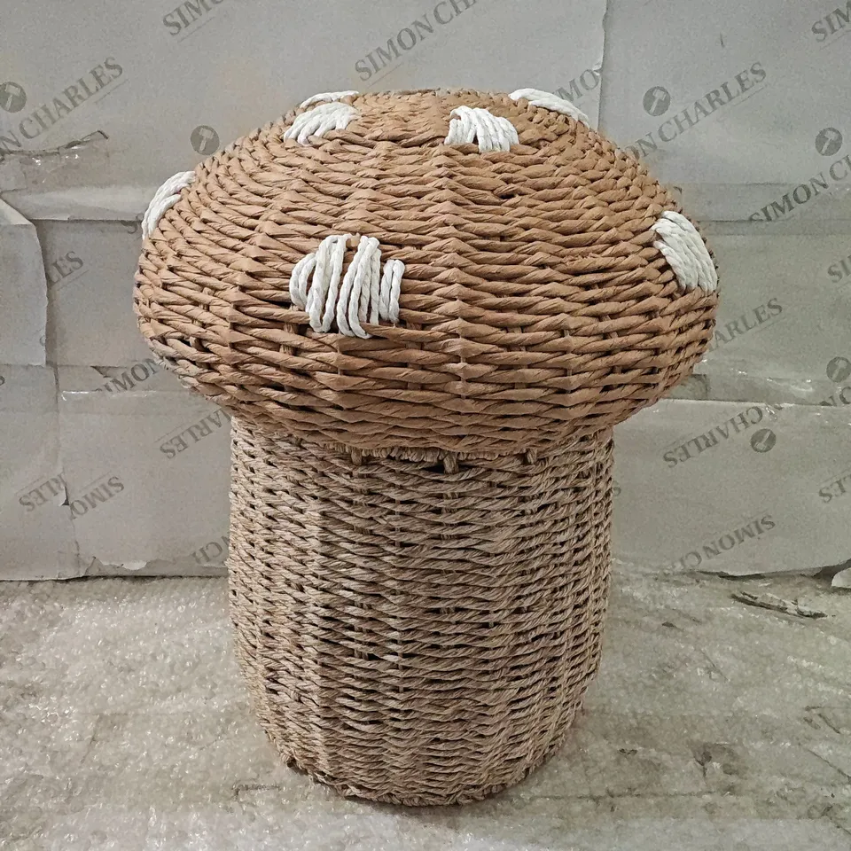 WICKER MUSHROOM THEMED STORAGE HAMPER