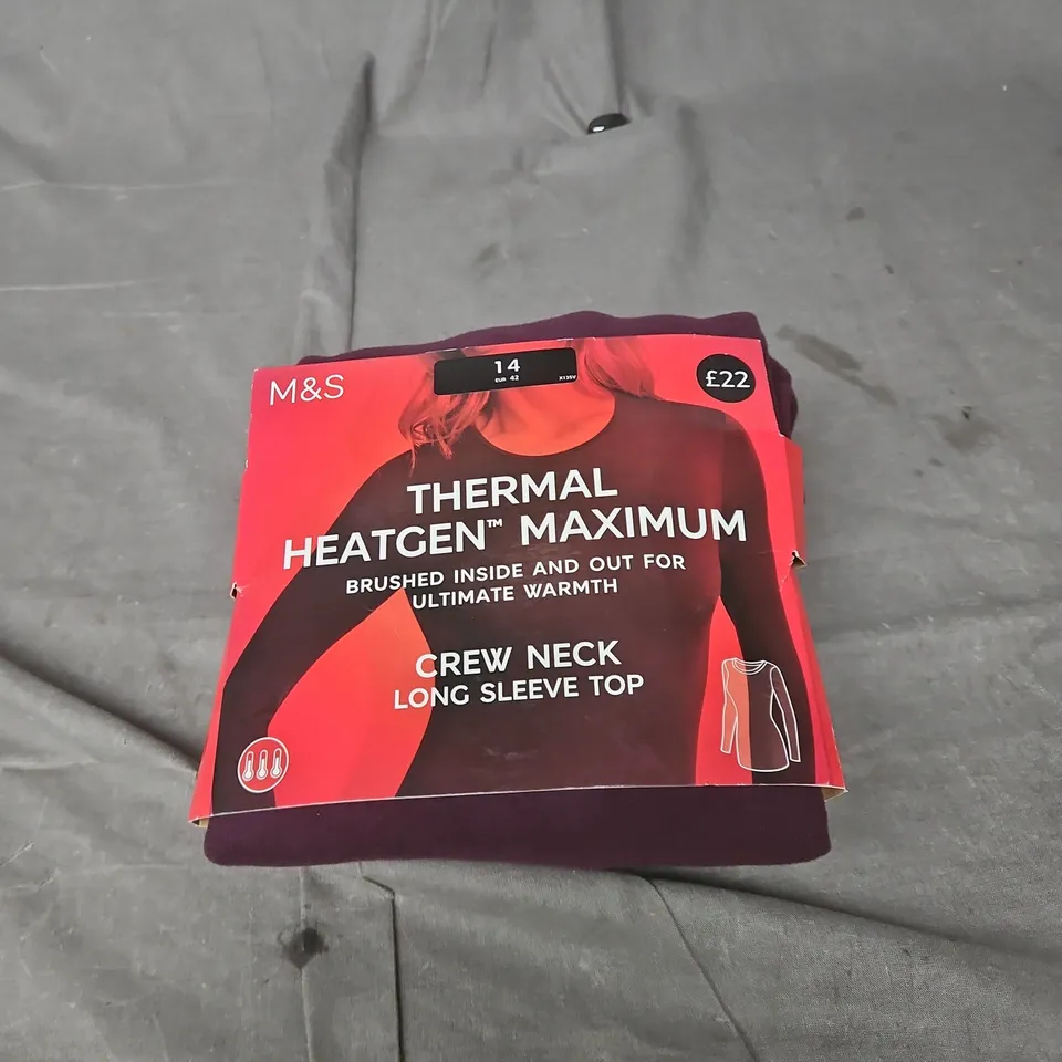 M&S THERMAL HEATGEN MAXIMUM CREW NECK LONG-SLEEVE TOP – UK 14