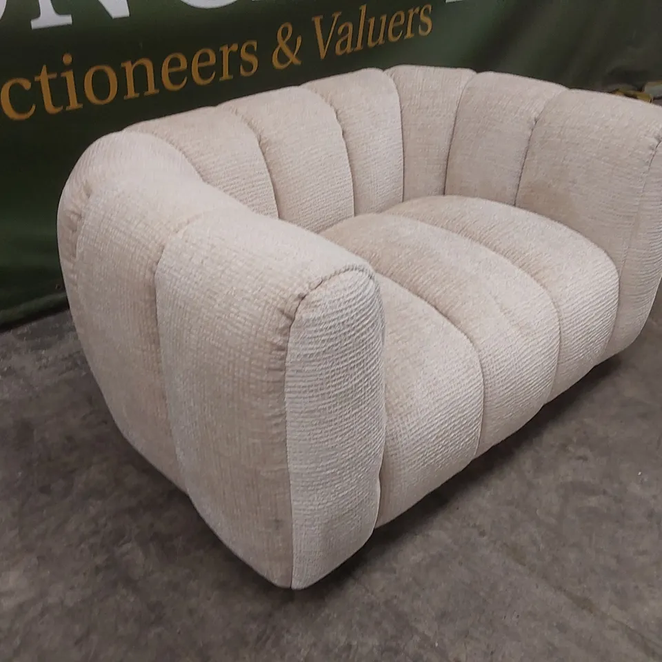 QUALITY DESIGNER BELLE SNUGGLER CHAIR IN GLAM BLOCK FABRIC - NATURAL