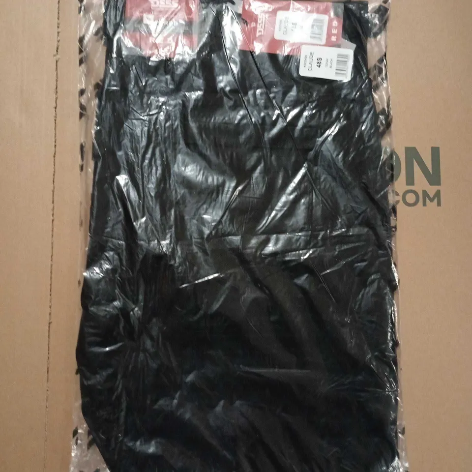 BAGGED D555 MENS CLAUDE BIG TALL SLIM FIT STRETCH JEANS TROUSERS - BLACK - 48S